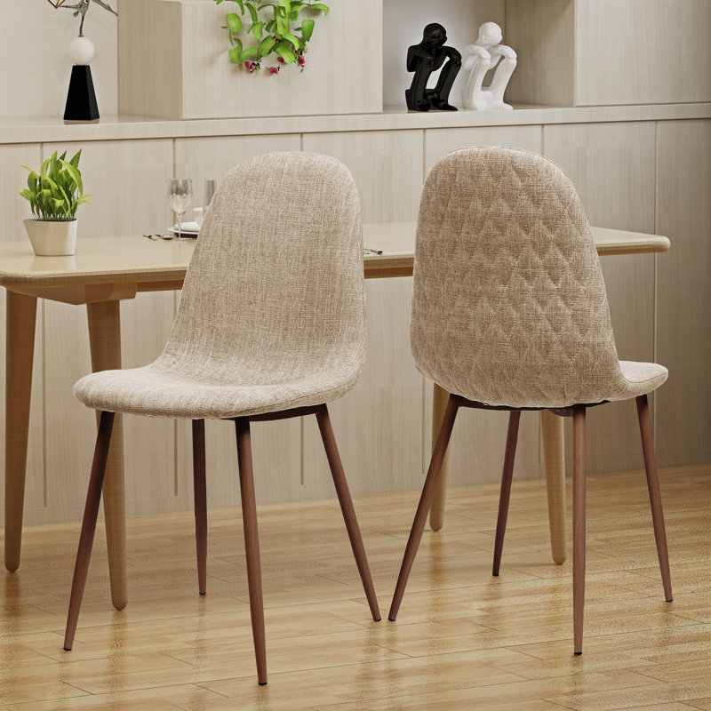 Dining Chair, Dark Walnut, Light Gray