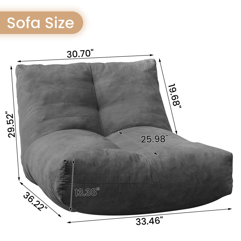Harpenden Bean Bag Sofa, Harpenden Gray Cotton
