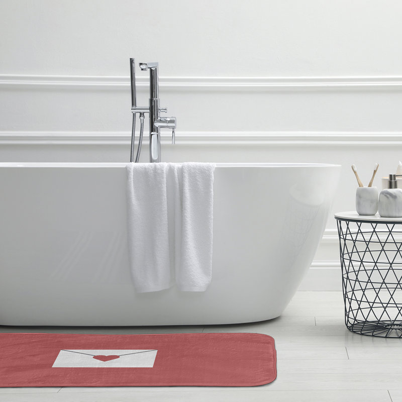 Tapis de bain pour la Saint-Valentin, L 17 po x L 24 po, Rose
