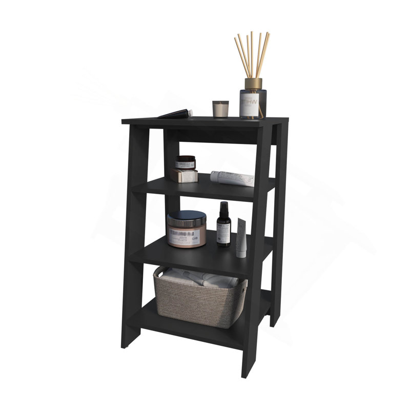 Étagère de salle de bain autoportante avec rangement ouvert, Noir