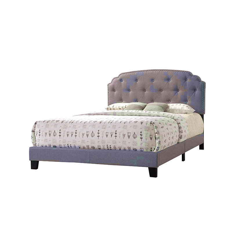 Grand lit tapissier gris
