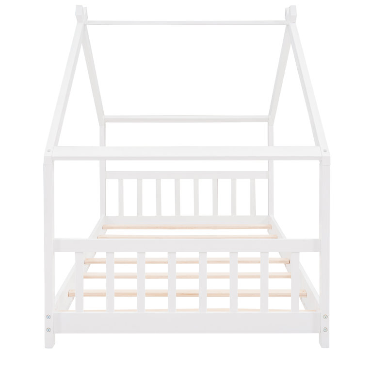 Lit simple en bois, blanc, Blanc, Lit simple