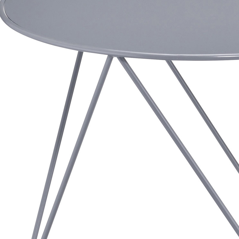 Table d'appoint géométrique grise en métal avec revêtement durable pour les pièces