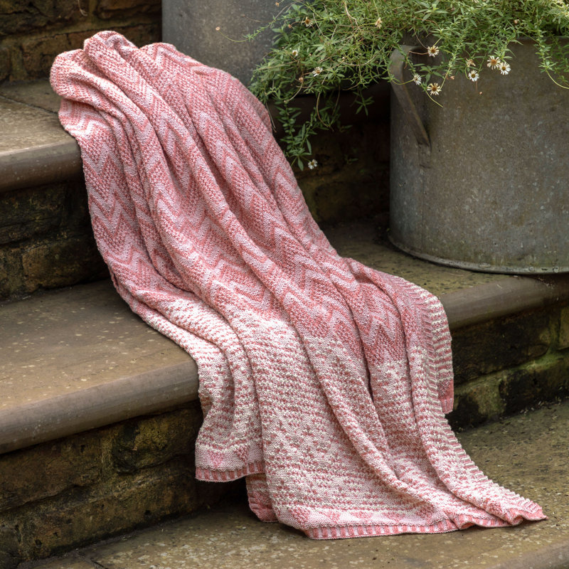 Nalu Knitted Herringbone Throw Apricot 1300x1700mm, Apricot