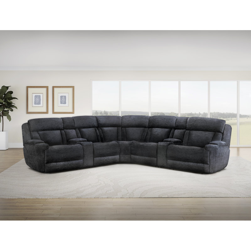 Pul 7 Piece Modular Power Reclining Sectional With Power Adjustable Headrests, Lucky Charcoal
