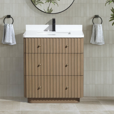 La Jolla 30'' Single Bathroom Vanity With Engineered Stone Top