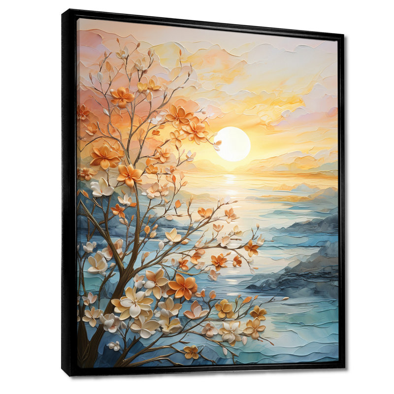Impression sur toile Ivoneta Bold Sunrise Eernal Renewal I - lever et coucher de soleil, H 32 po x l 24 po, Noir