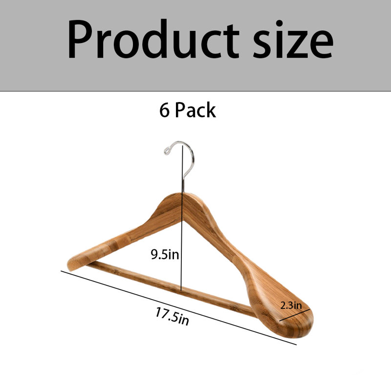 Paquet de 6 cintres robustes, idéal pour les robes, pantalons, costumes, vestes et autres vêtements lourds, solution de rangement pour garde-robe peu encombrante