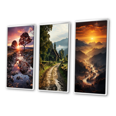 " Germany Sunrise Trees " 3 - Pieces