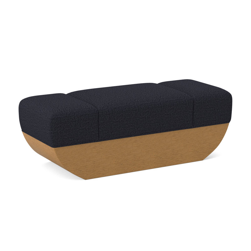 Ark Upholstered Bench, Venice Navy 100% Polyester, Amber