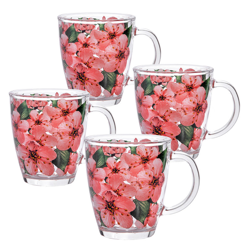 Sakura Glass Mugs 11.8 Fl Oz.