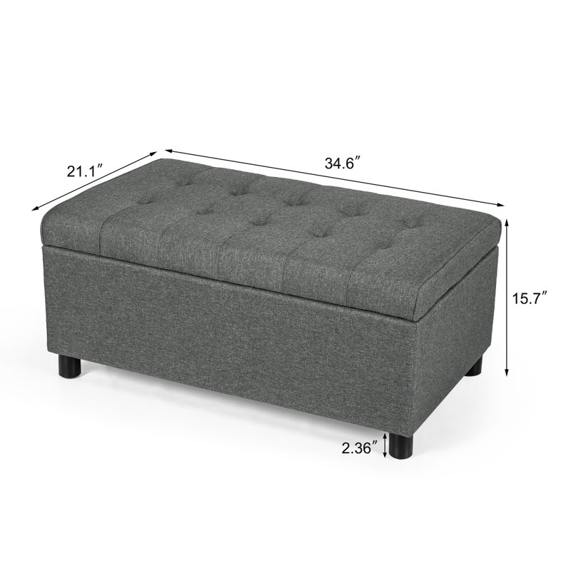 Banc de rangement rabattable, gris