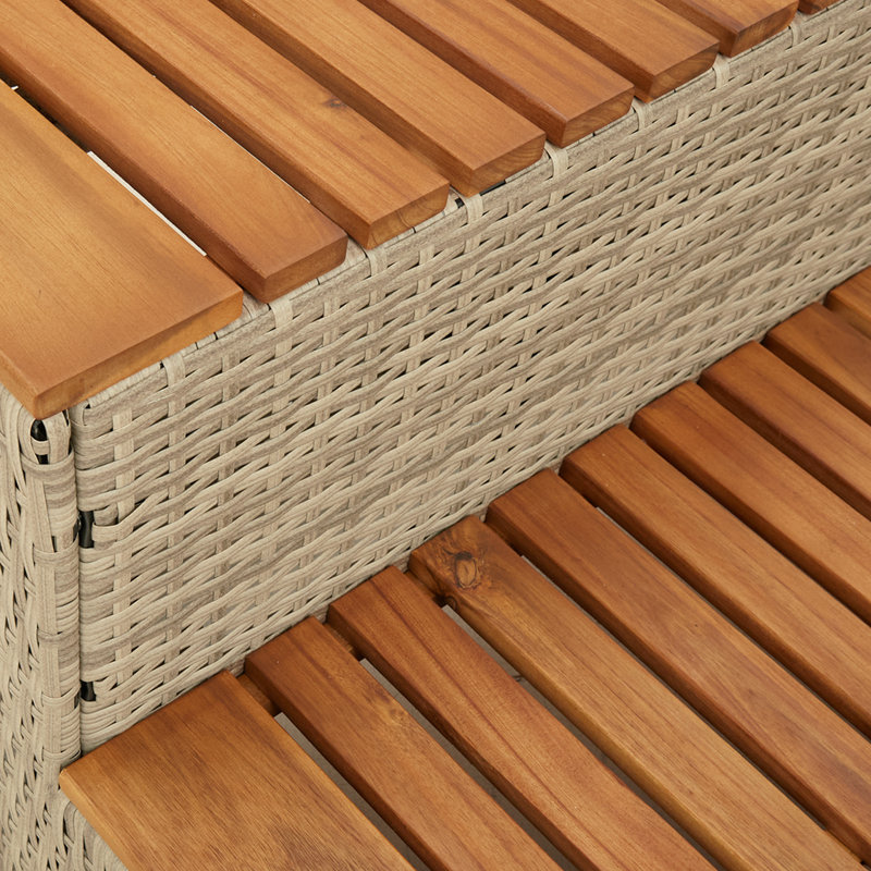 Hot Tub Step 100X50x50.5 Cm Poly Rattan And Solid Acacia, Beige