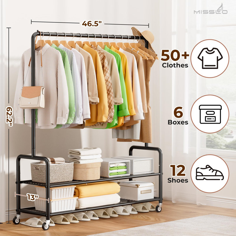118cm Rolling Clothing Rack