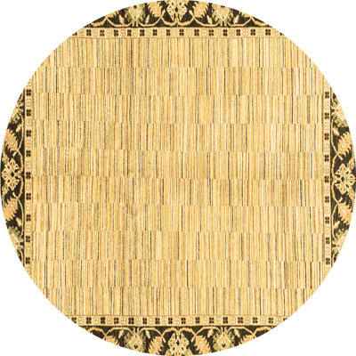 Tapis rond en laine / polyester abstrait tissé à la machine 8 pi