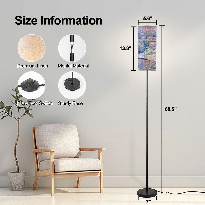 Lampe sur pied de 68,5 po Dreamy, Size1: 68.5" H X 7" W, Couleur 1
