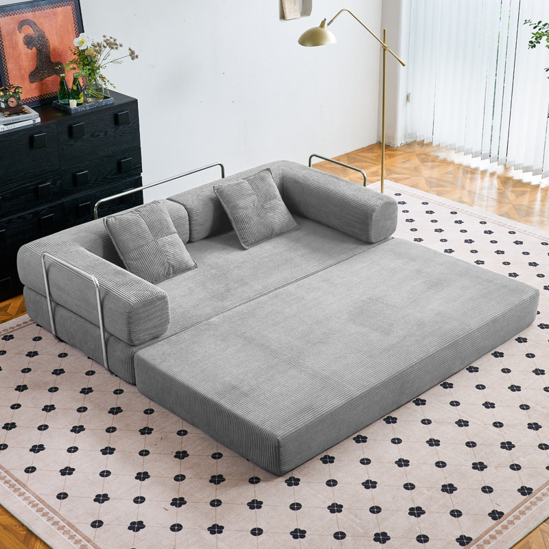 Canapé-lit Boneless Convertible, Gris, H 26,3 po x l 62,9 po x P 35,4 po