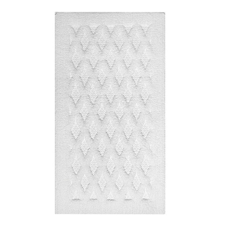 Diamante Geometric Bath Rug, 24" W x 39" L, White