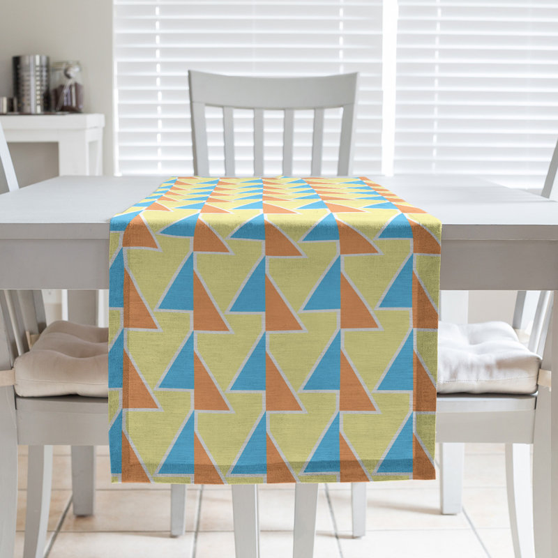 Shifted Arrows Table Runner, 16" x 90", Light Orange/Teal/Yellow
