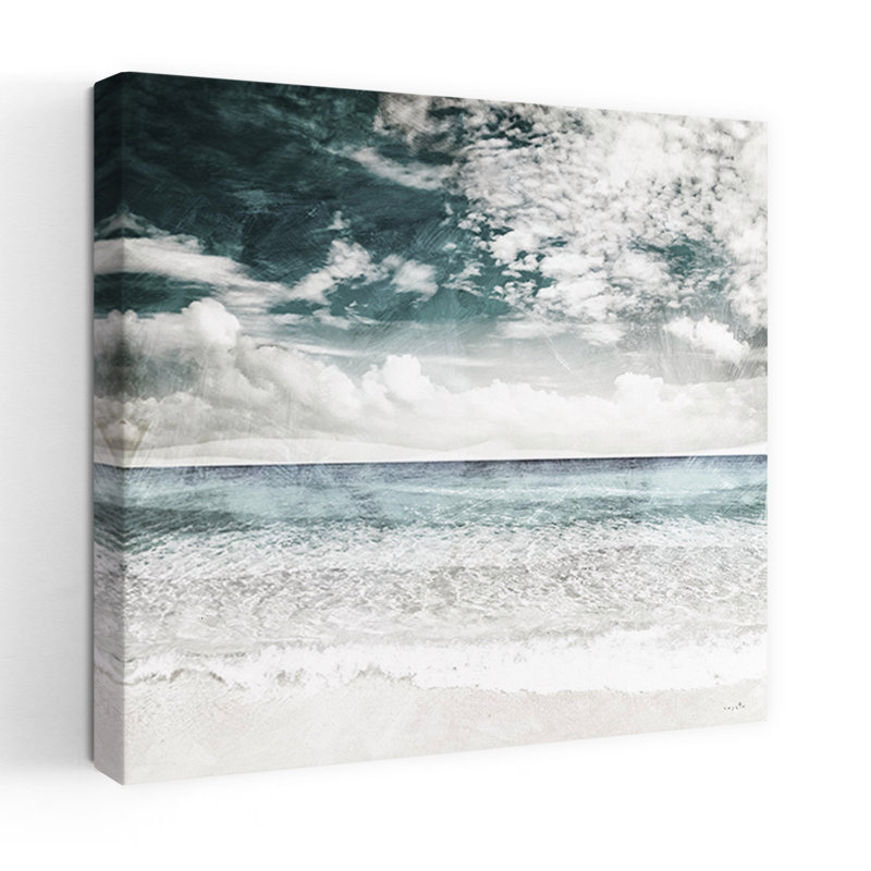 Cloudy Beach Abstract Coastal Art, 24" H x 24" W