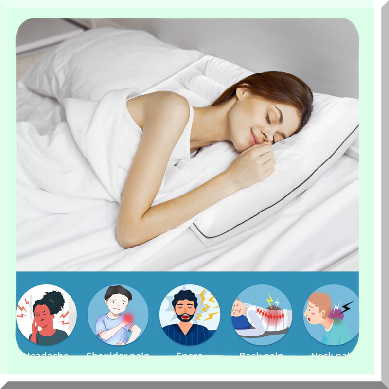 UltraSlim Sleep Pillow - Flat Bed Pillow for Stomach & Back Sleepers. Down Alternative, Cotton Shell, White Cervical Pillow for Neck Pain Relief.