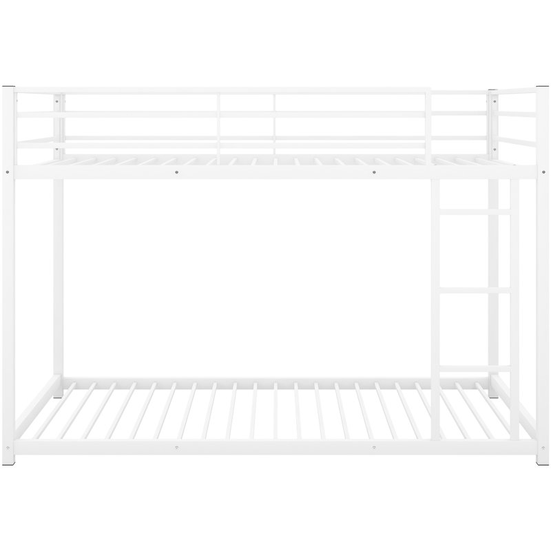 Twin Over Bunk Bed With , White - And Low Design Steel Construction, Twin, White
