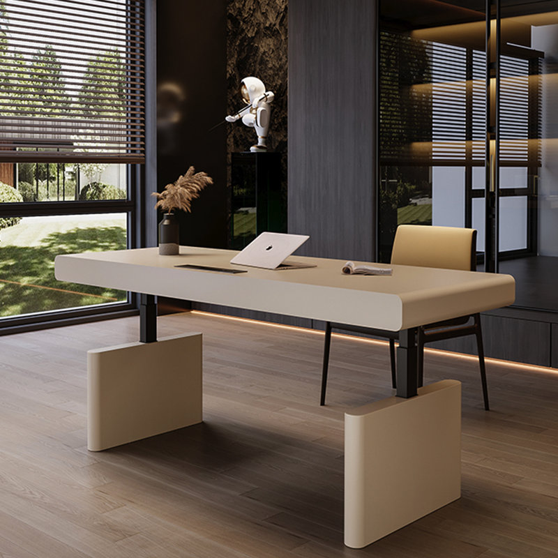 78.74" Modern Minimalist Cream-Colored Adjustable Multi-Function Desk with Wireless Charging