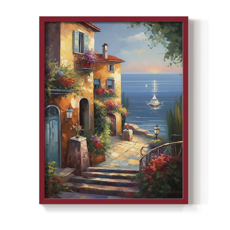 NAUTICAL Series DLX, reproduction encadrée - bois massif, H 11 po x l 9 po, Rouge