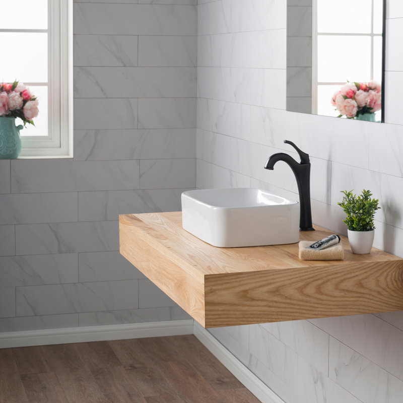 Lavabo de salle de bain vasque rectangulaire en céramique Elavo