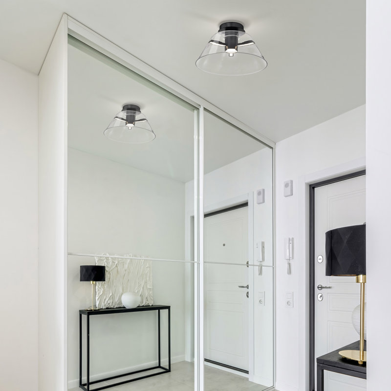 Hales - 17 Inch LED Semi Flush with Clear Glass, Matte Black