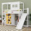 Lit mezzanine simple avec garde-robe, structure en bois avec tablettes de rangement, glissade, conception multifonctionnelle et lumière DEL