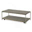 Table basse rectangulaire avec plateau en bois manufacturé et tablette