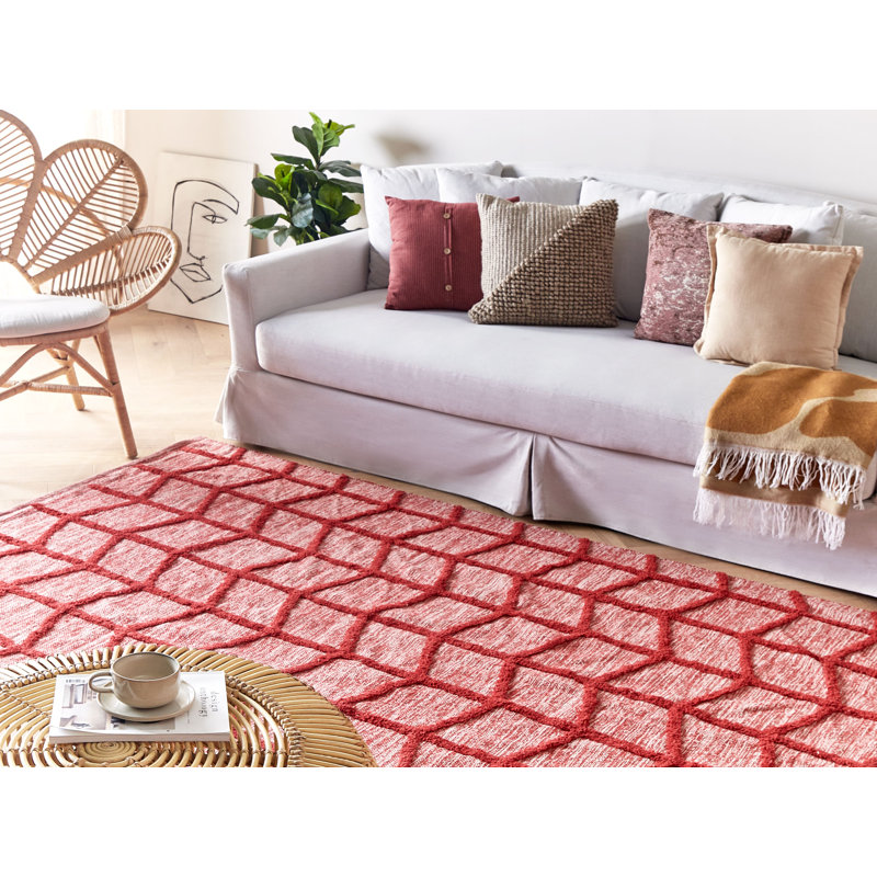 Jaime Geometric Cotton Hand Woven Area Rug, Rectangle 140 x 200cm