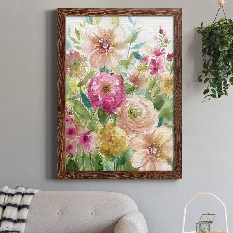 Jardin de fleurs - Toile encadrée de qualité supérieure - prête à être accrochée, Érable, H 31,5 po x l 23,5 po x P 1,5 po
