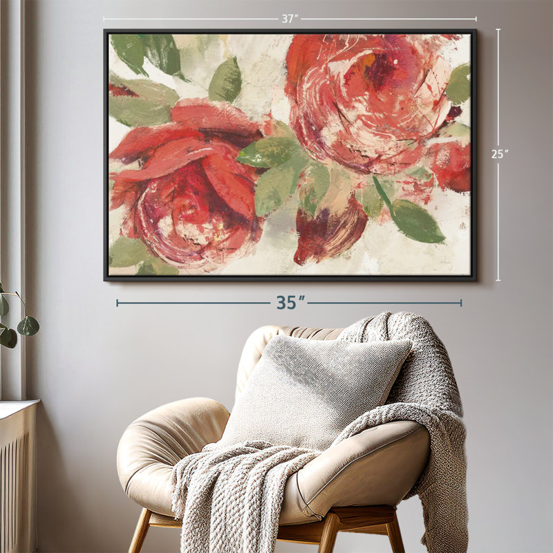 «June Roses», reproduction sur toile ivoire, H 25 po x l 37 po