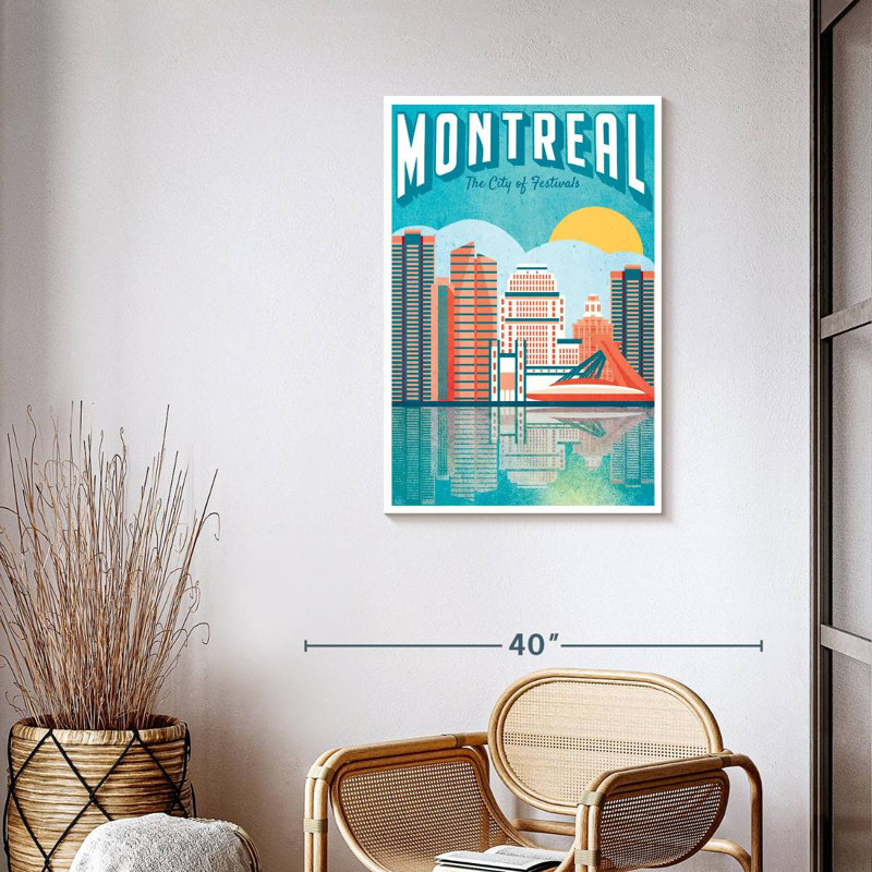 Montréal, affiche rétro sur toile, H 36 po x l 24 po x P 1,25 po