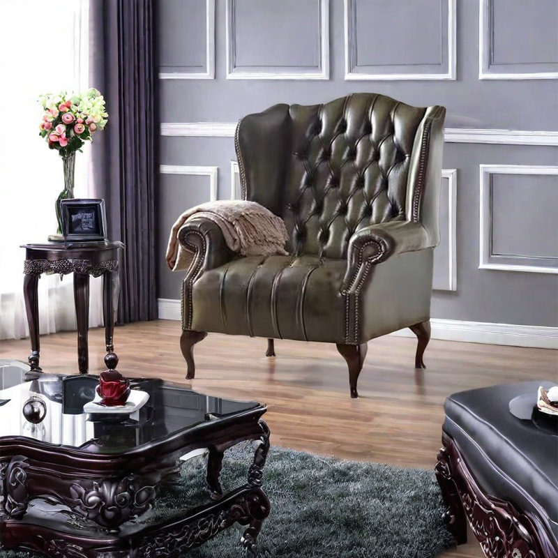 Fauteuil inclinable en cuir lisse avec éponge., Similicuir vert foncé