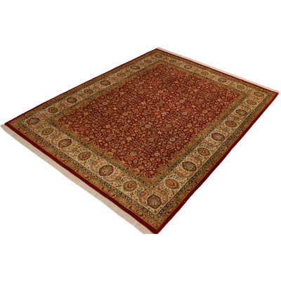 Tapis orange / ivoire en laine noué à la main 8 pi 1 po x 9 pi 10 po Roca Oriental