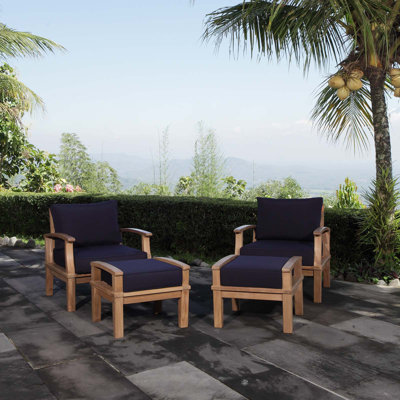 Ensemble de patio extérieur en teck 4 pièces Alaina