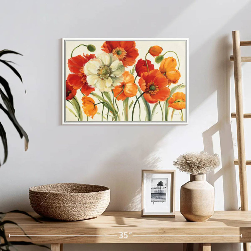 Mélodie des coquelicots, Cadre flottant blanc, 19 po x 13 po