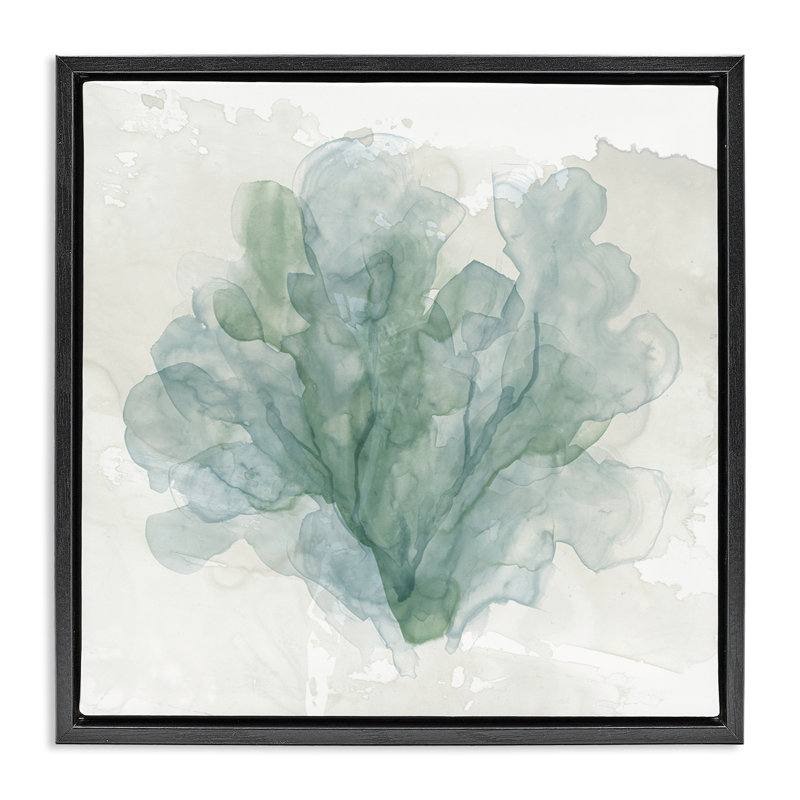 Abstraction subtile de corail, H 18 po x l 18 po, Cadre flottant noir de jais