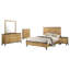 Ensemble de lit double 5 pièces Wemy, bois de pin brun rustique, pieds fuselés-117055917