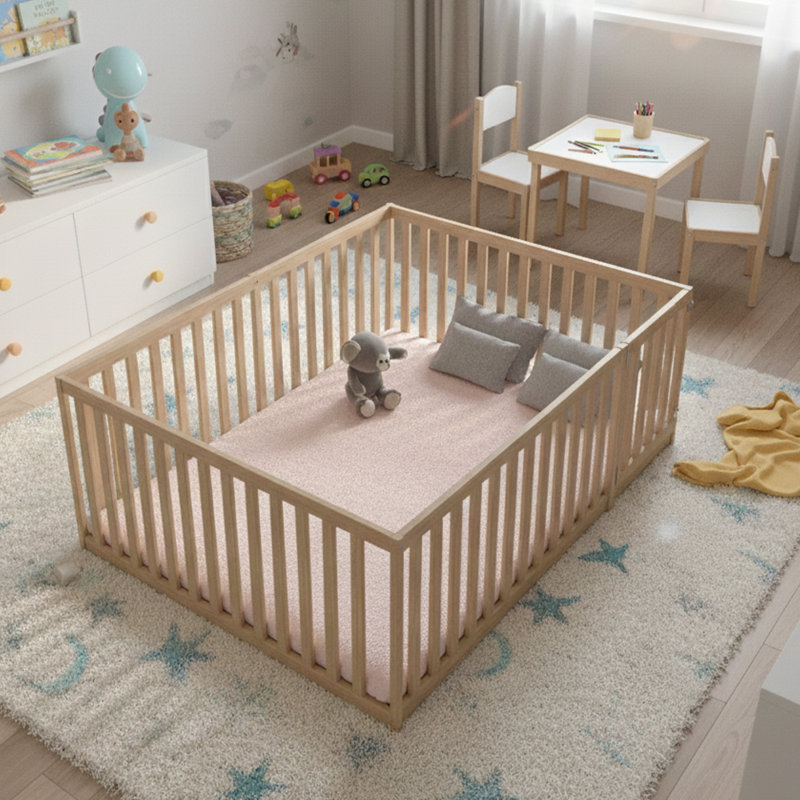 Structure de lit MIMI BEDS Little Dreamer, lit en bois pour tout-petits, double, naturel, Naturel, Lit double