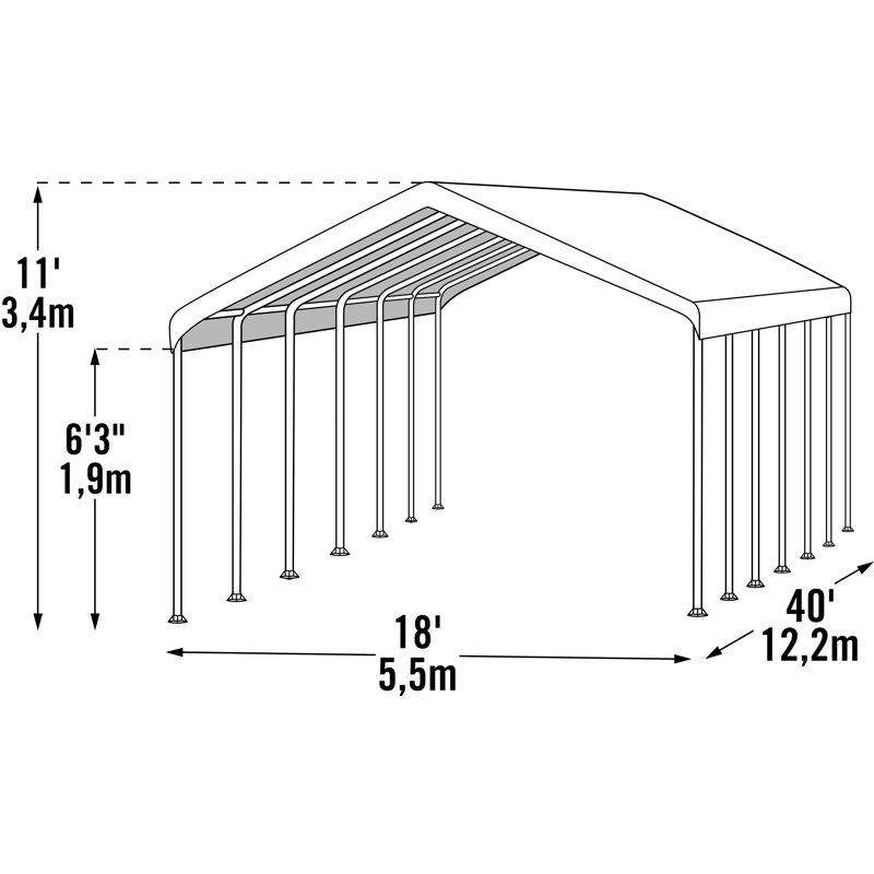 Super Max 18' x 40' White Steel Frame Canopy