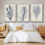 Indigo Brush Blooms I, ensemble de 3 toiles encadrées sur toile-97792399-97792400