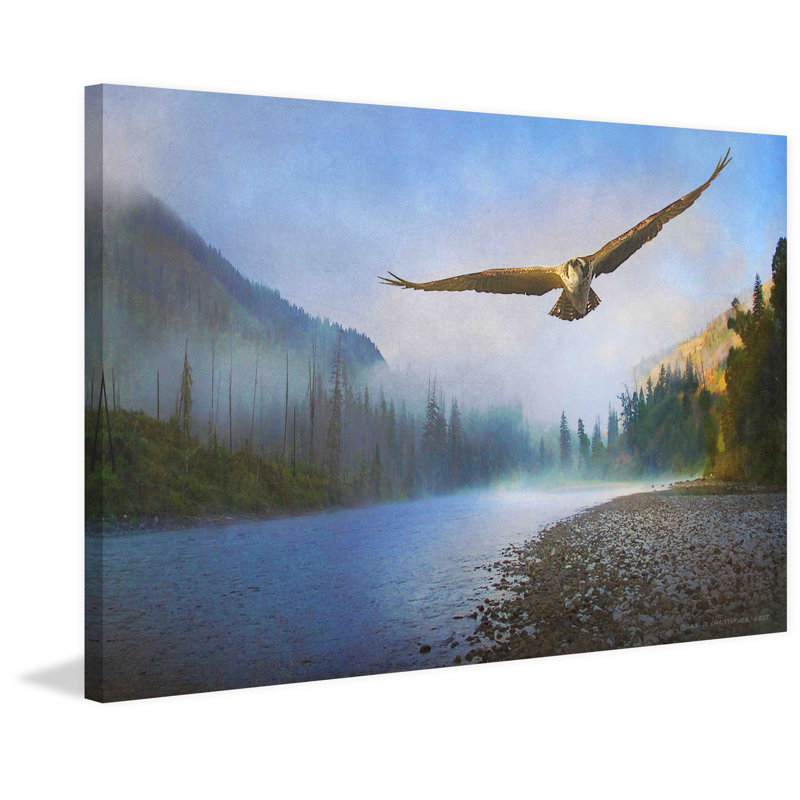 Foggy River Landscape Canvas Art in Sustainable Wood Frame