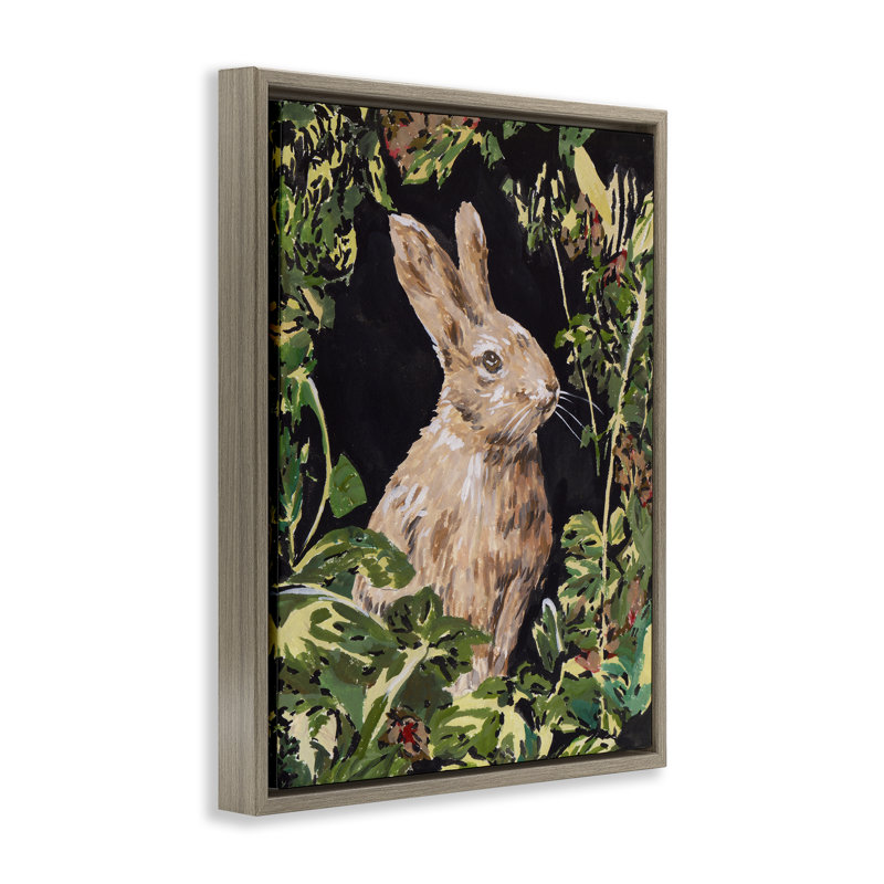 Cadre flottant avec lapin Wreathed Botanicals, design par Melissa Wang, Cadre flottant orme Montalcino, H 21 po x l 17 po