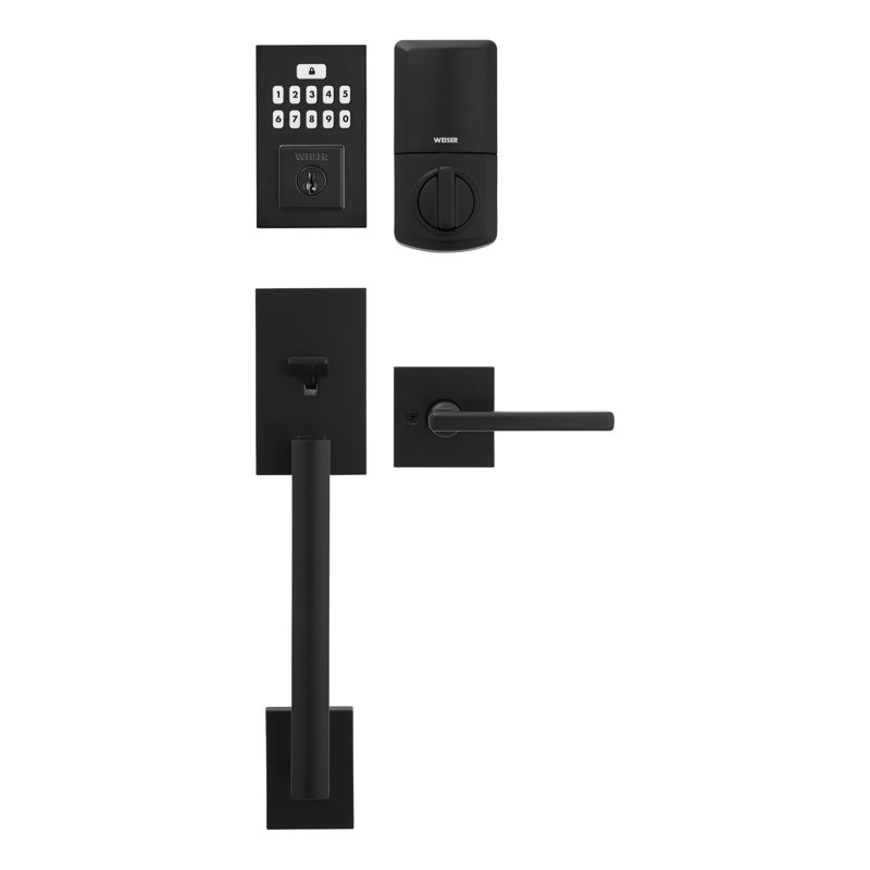 San Clemente/Halifax/SmartCode Handle With Lever And Deadbolt Reversible Entry Set, Noir mat