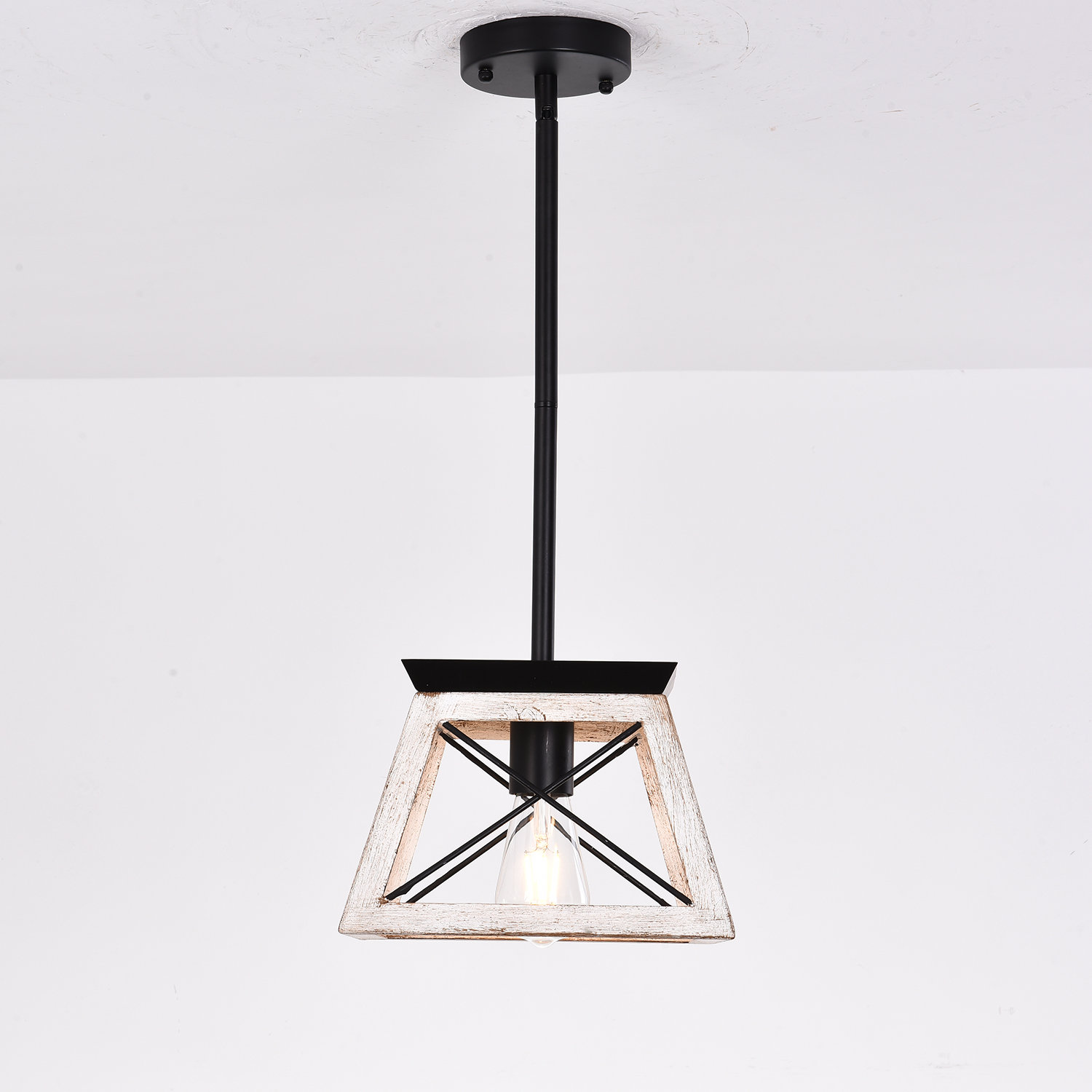 Gracie Oaks 1-Light Ceiling Hanging Square Iron Chandelier | Wayfair