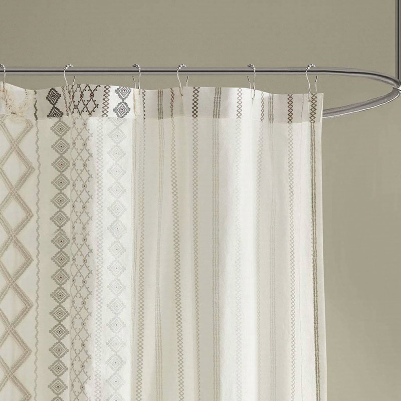 Rideau de douche en coton avec chenille, Ivoire ivoire
